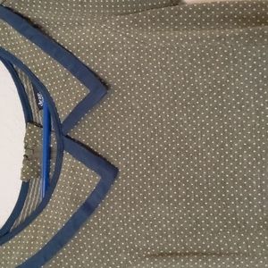 Dear creatures dress green/cream polkadot with navy trim